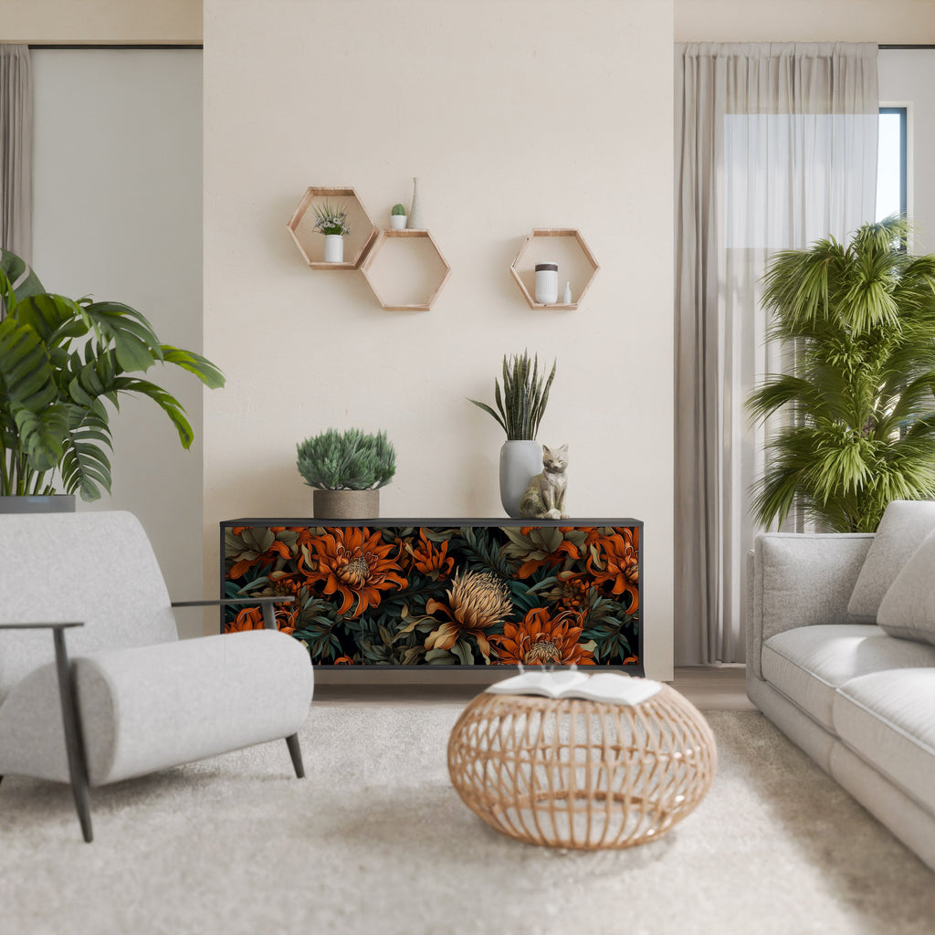 Buffet 3 portes DAWN BLOOM finition noire