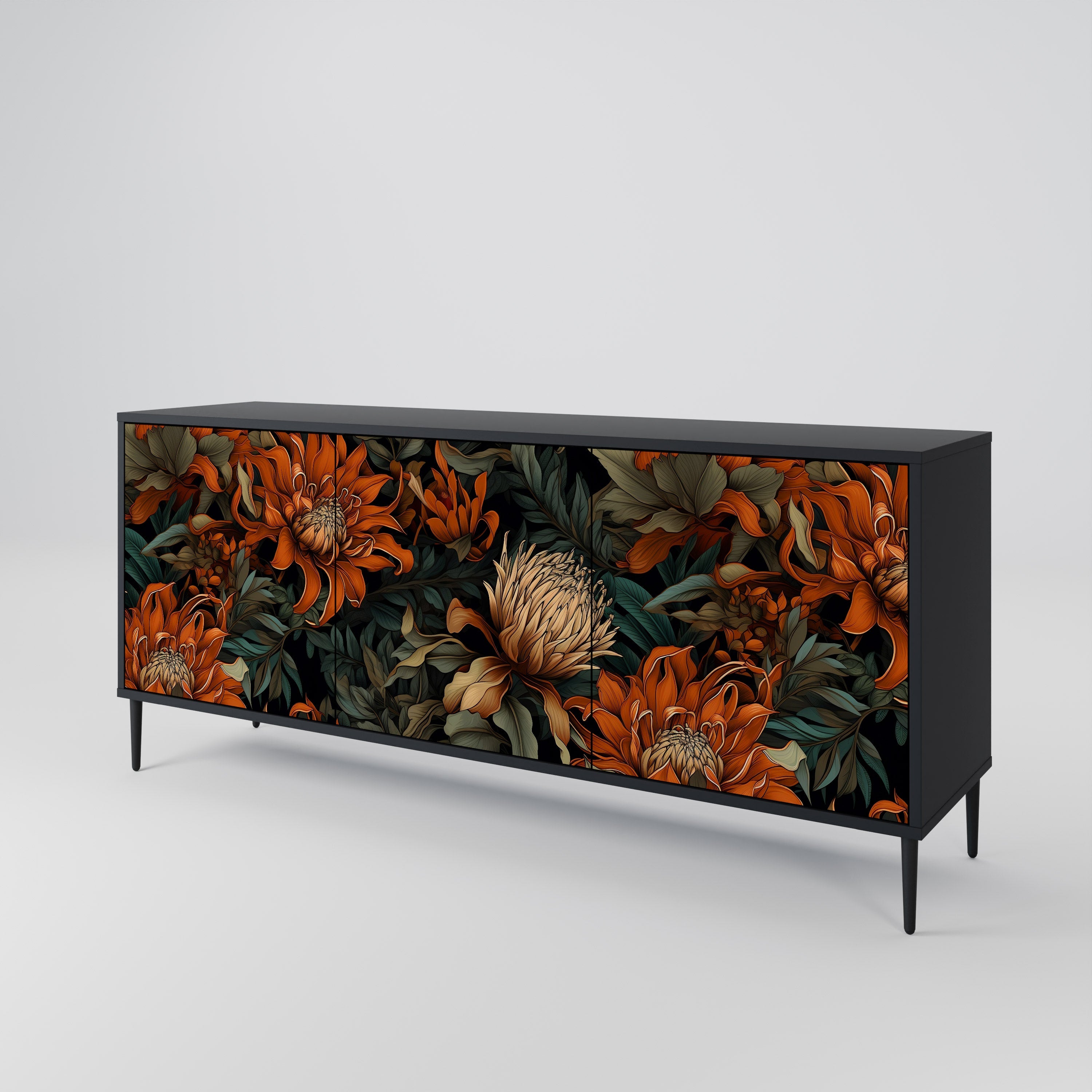 Buffet 3 portes DAWN BLOOM finition noire