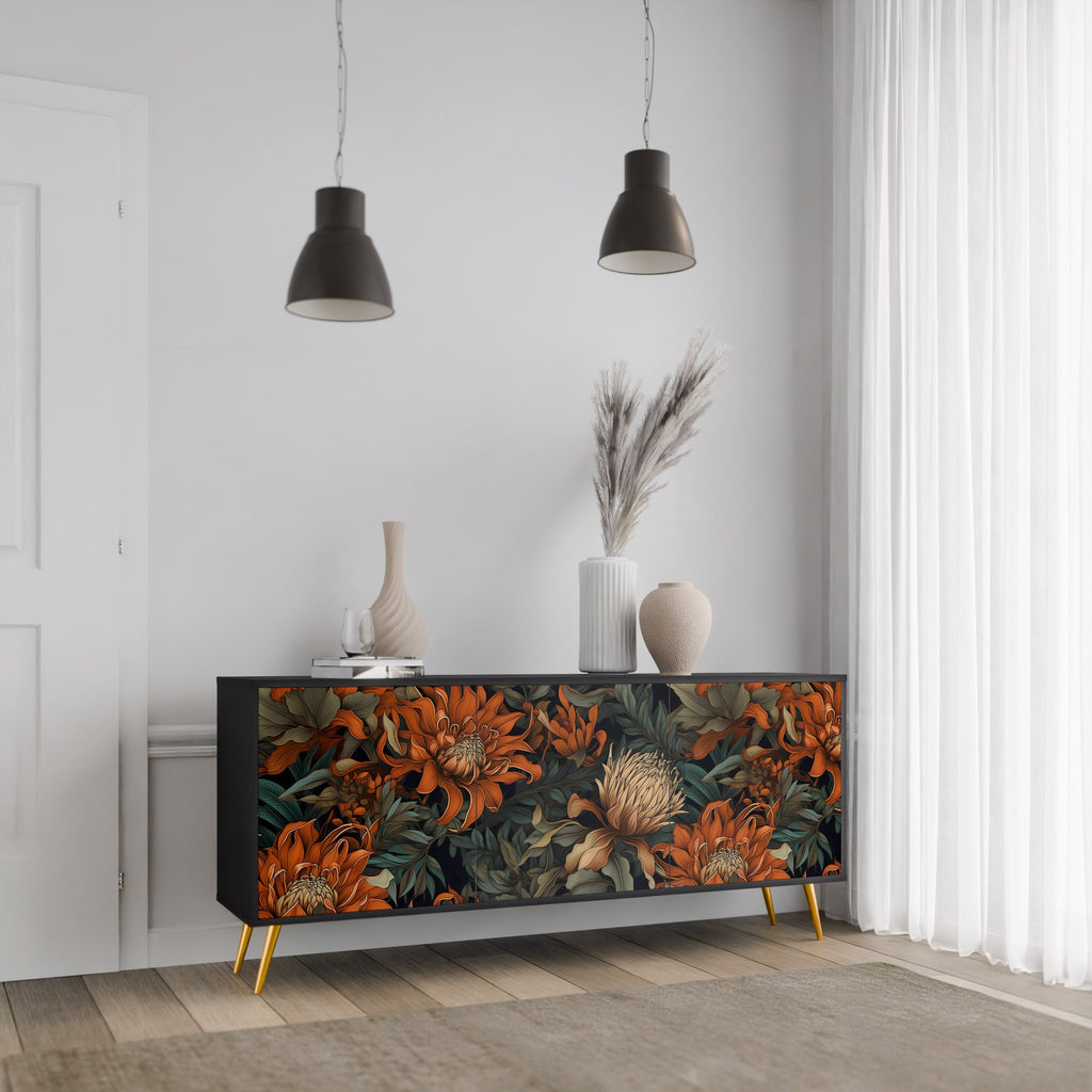 Buffet 3 portes DAWN BLOOM finition noire