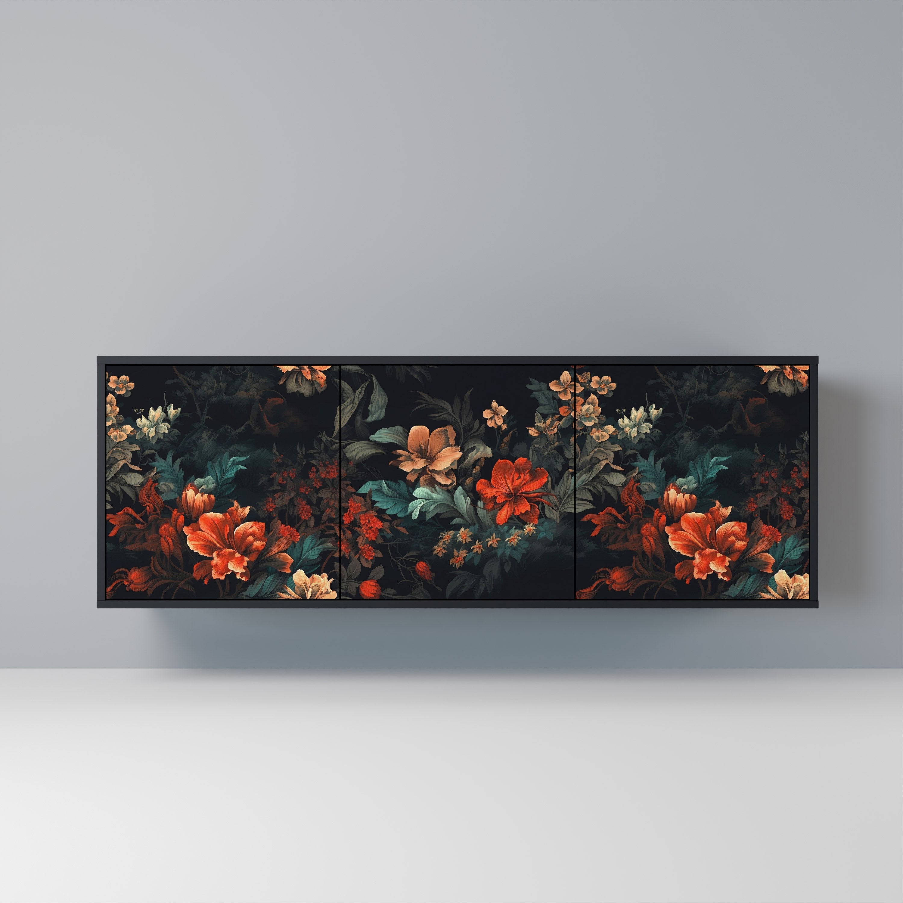 Buffet 3 portes IMAGINARY BLOSSOM en finition noire