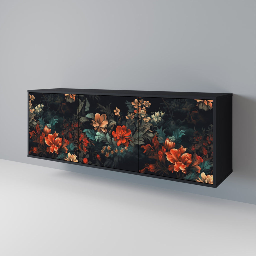 Buffet 3 portes IMAGINARY BLOSSOM en finition noire