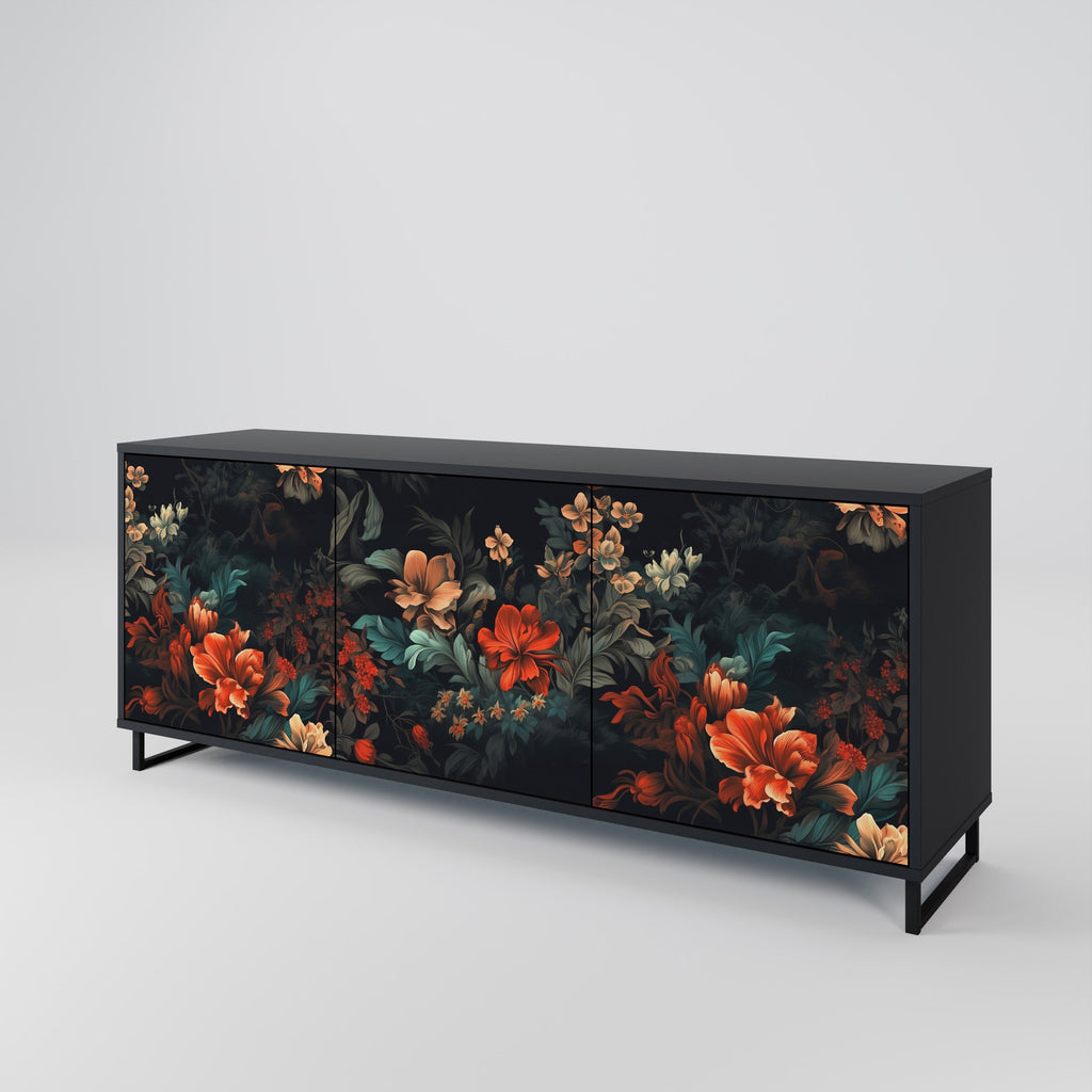 Buffet 3 portes IMAGINARY BLOSSOM en finition noire