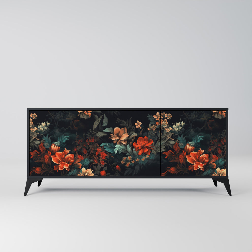 Buffet 3 portes IMAGINARY BLOSSOM en finition noire