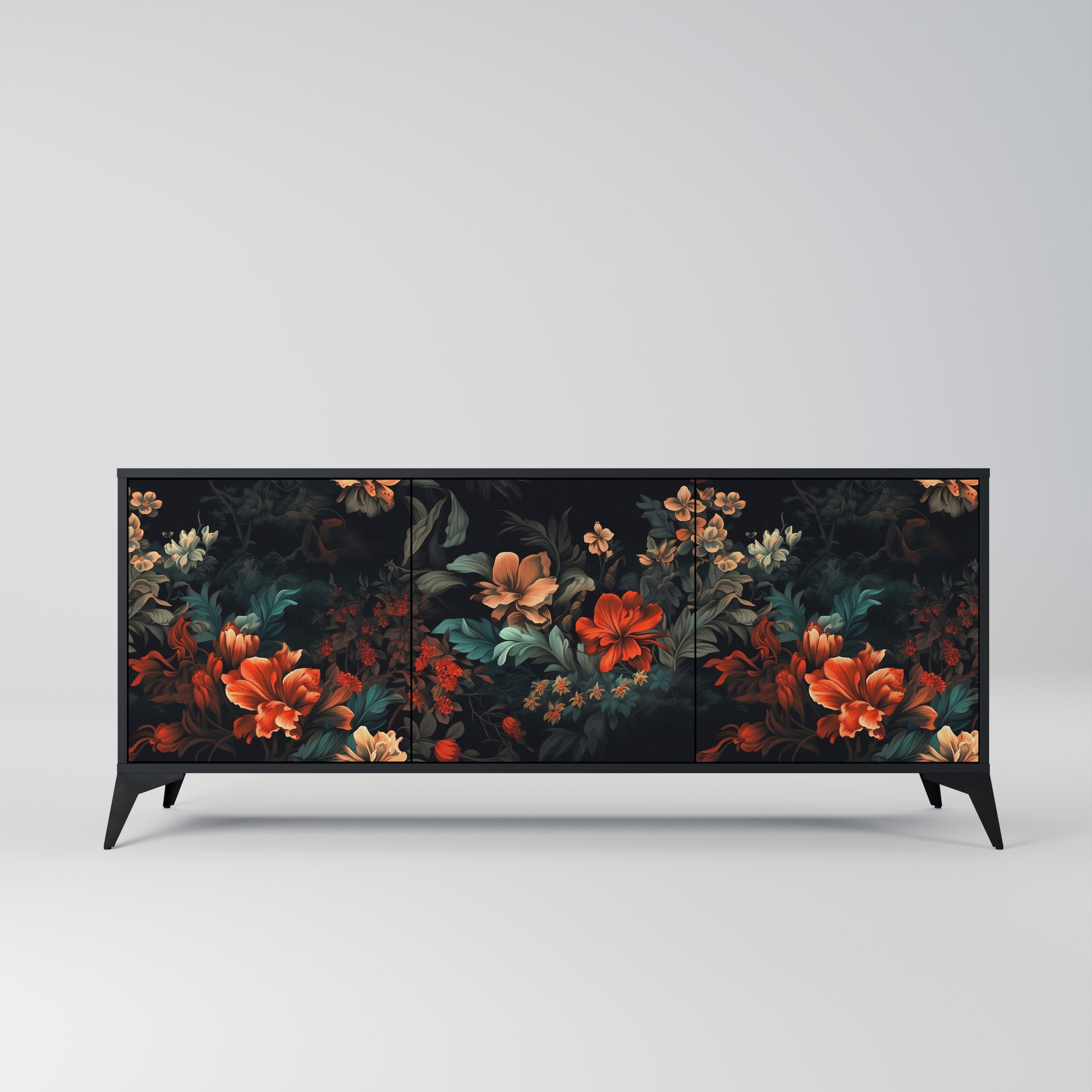 Buffet 3 portes IMAGINARY BLOSSOM en finition noire