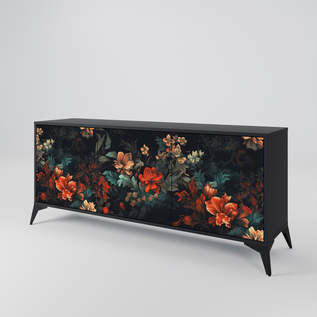 Buffet 3 portes IMAGINARY BLOSSOM en finition noire