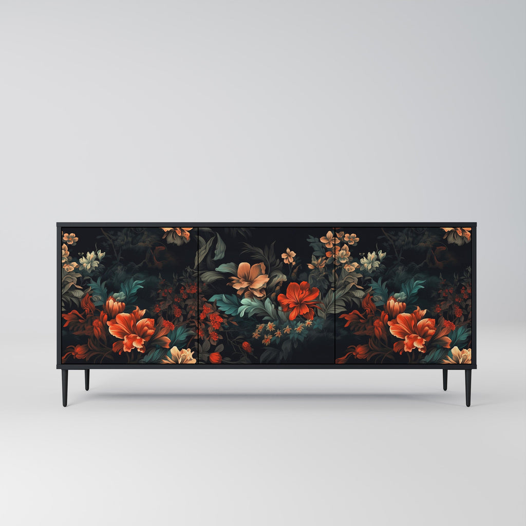 Buffet 3 portes IMAGINARY BLOSSOM en finition noire