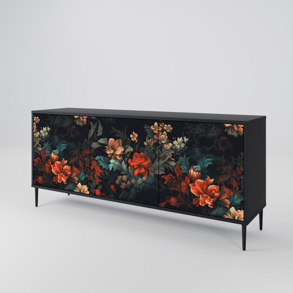 Buffet 3 portes IMAGINARY BLOSSOM en finition noire