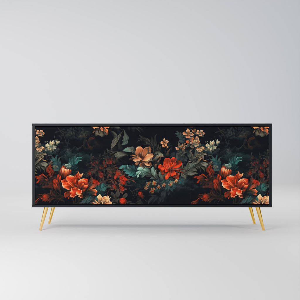 Buffet 3 portes IMAGINARY BLOSSOM en finition noire
