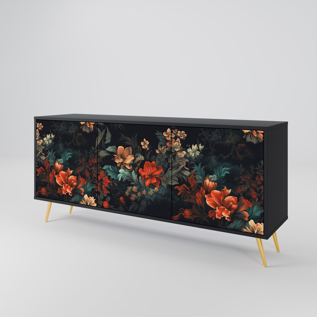 Buffet 3 portes IMAGINARY BLOSSOM en finition noire