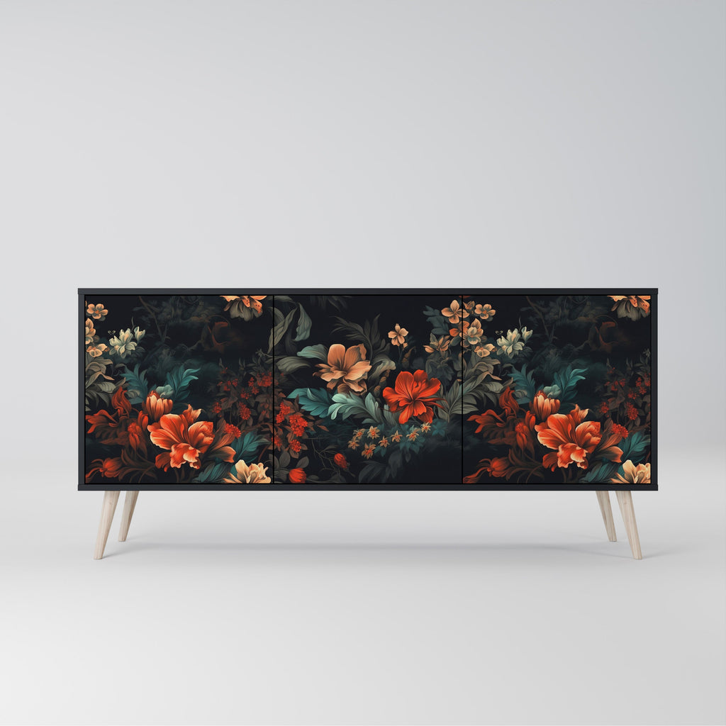 Buffet 3 portes IMAGINARY BLOSSOM en finition noire