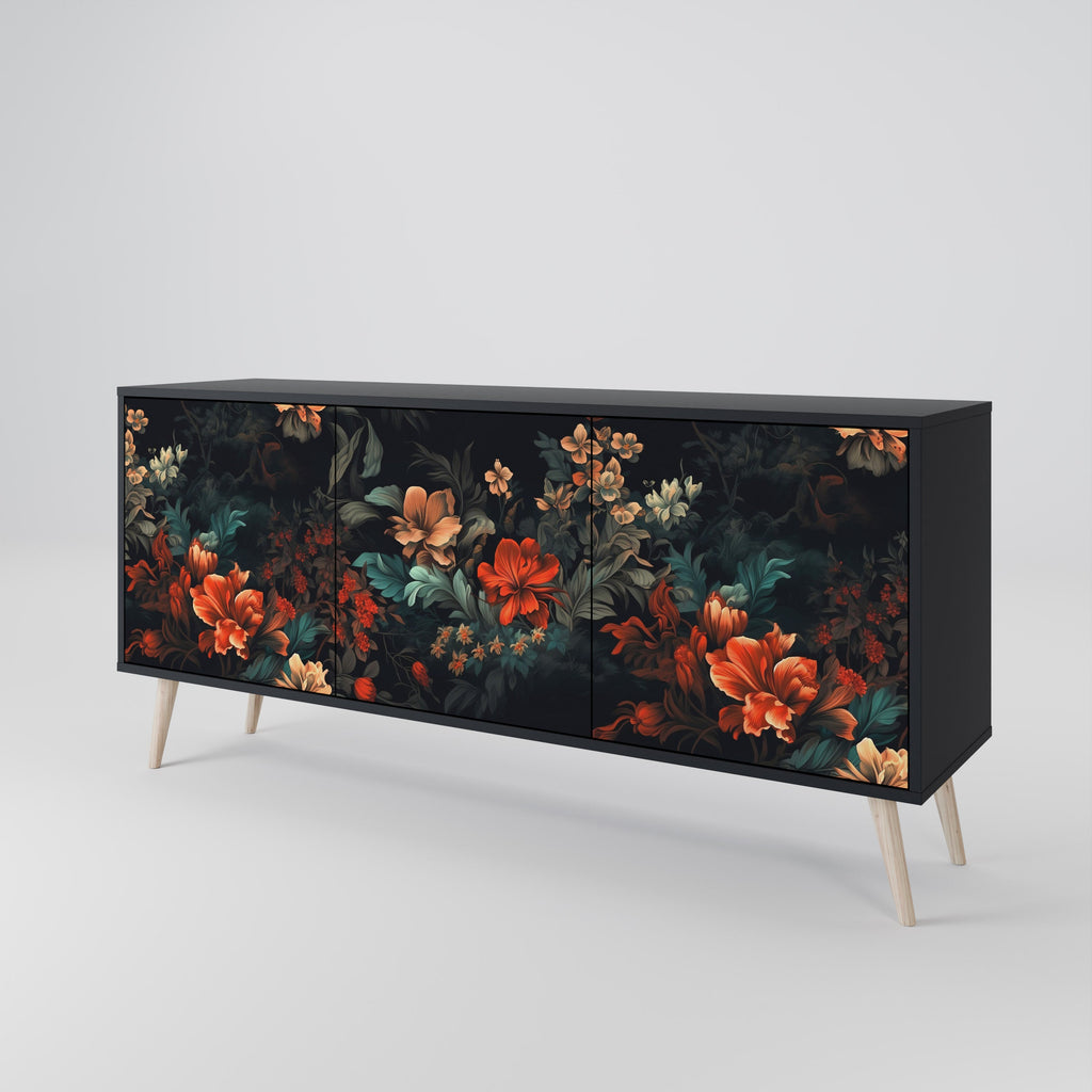 Buffet 3 portes IMAGINARY BLOSSOM en finition noire