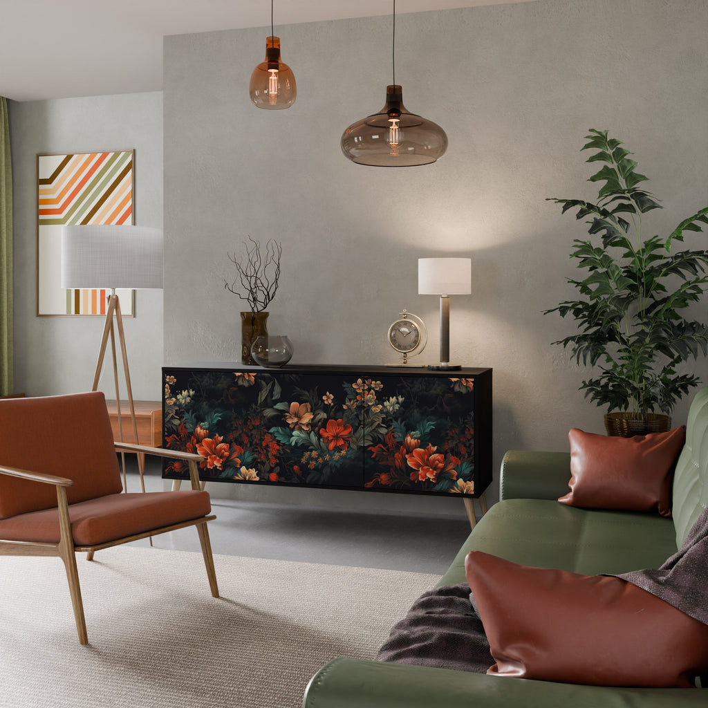 Buffet 3 portes IMAGINARY BLOSSOM en finition noire