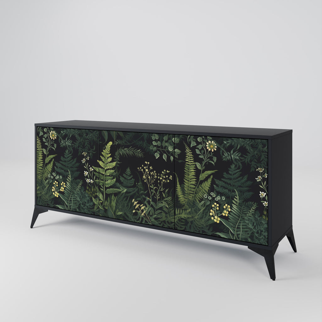 Buffet 3 portes FERN FLOWERS finition noire
