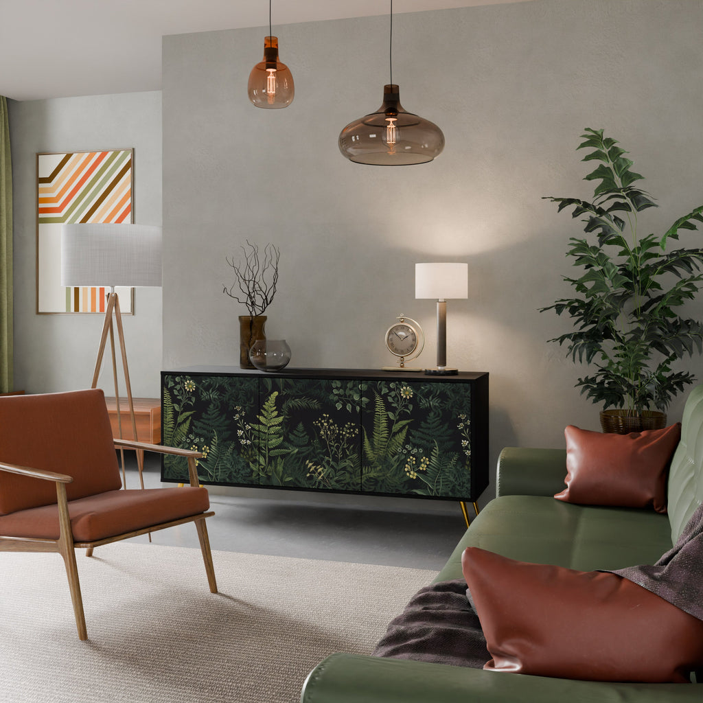 Buffet 3 portes FERN FLOWERS finition noire