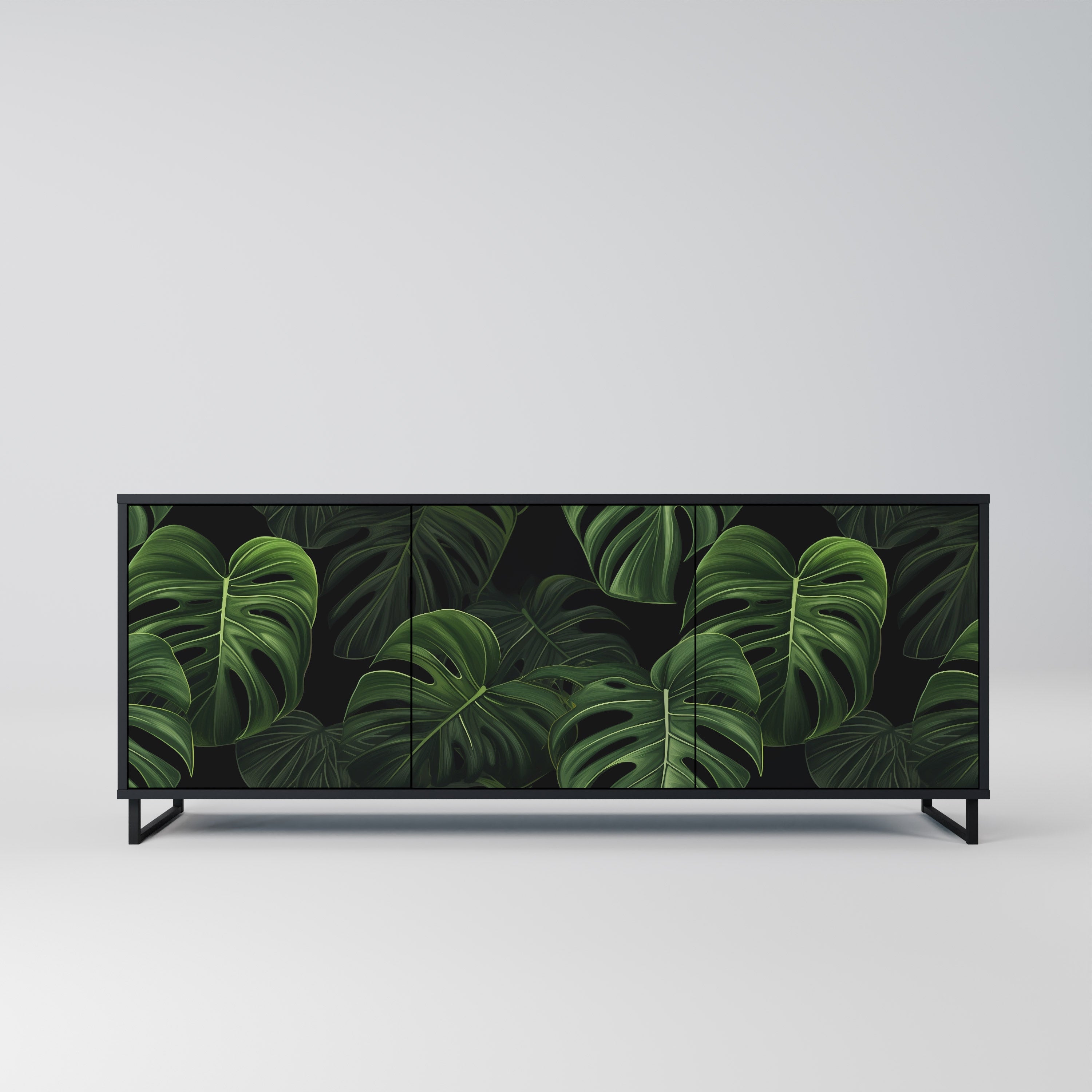 Buffet 3 portes INFINITE MONSTERA finition noire