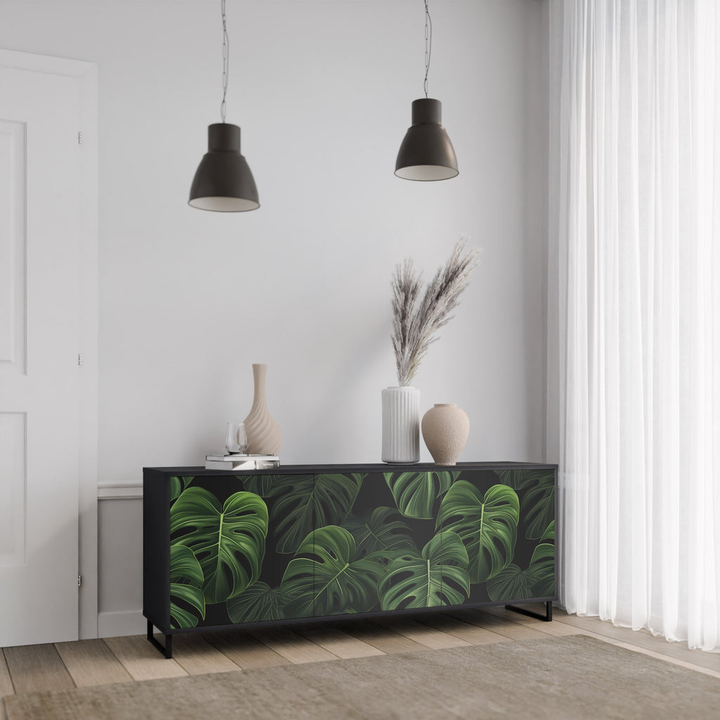 Buffet 3 portes INFINITE MONSTERA finition noire
