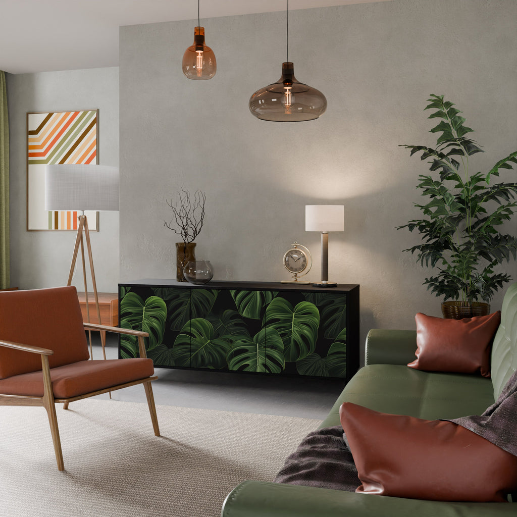 Buffet 3 portes INFINITE MONSTERA finition noire