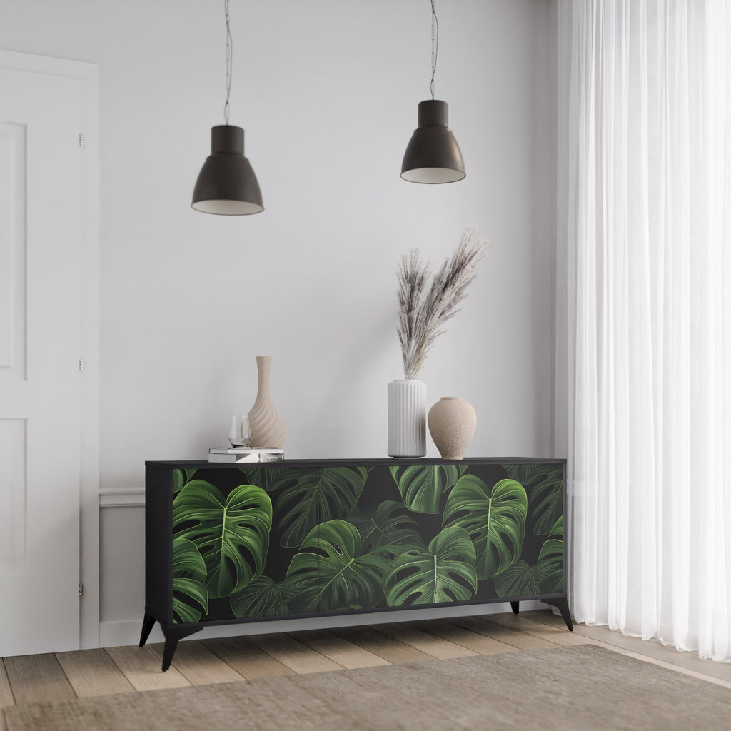 Buffet 3 portes INFINITE MONSTERA finition noire