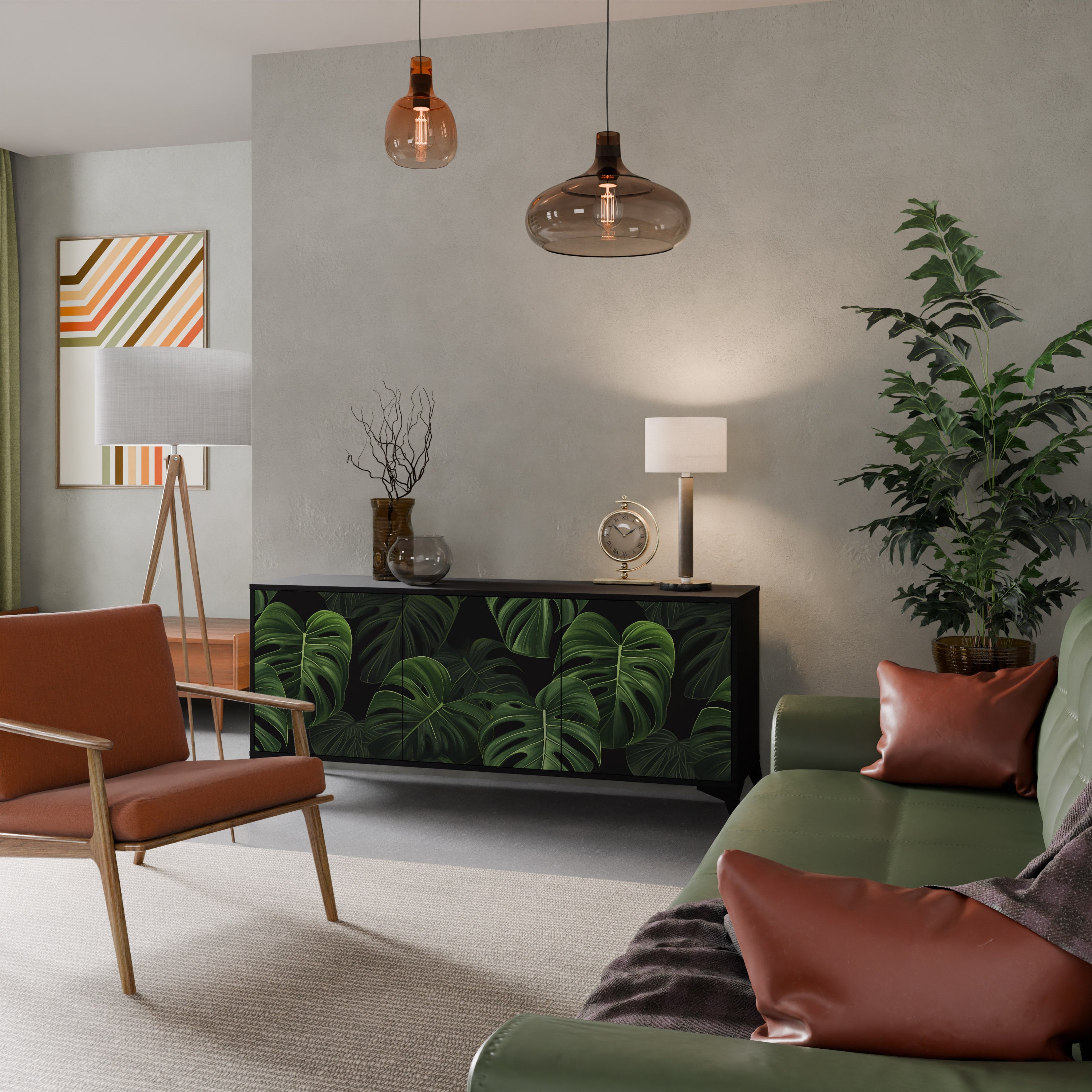 Buffet 3 portes INFINITE MONSTERA finition noire