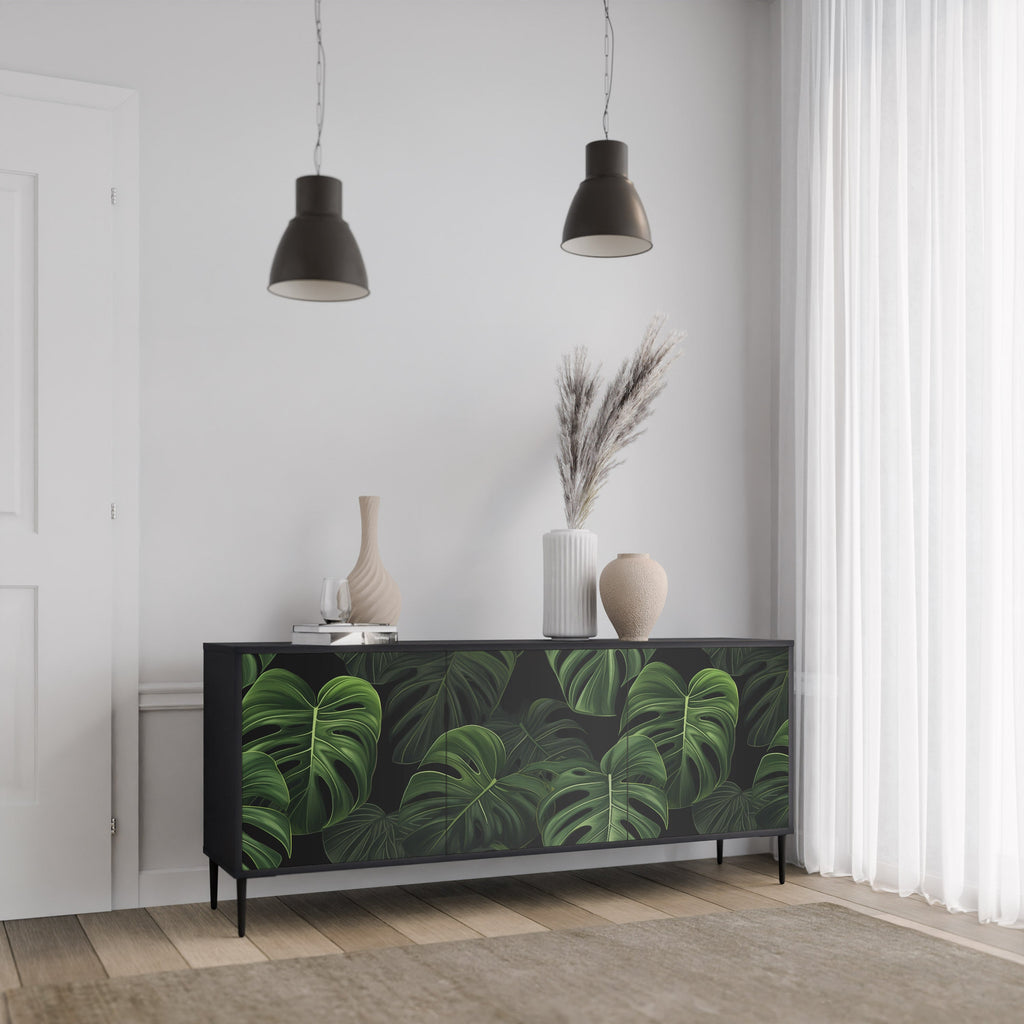 Buffet 3 portes INFINITE MONSTERA finition noire