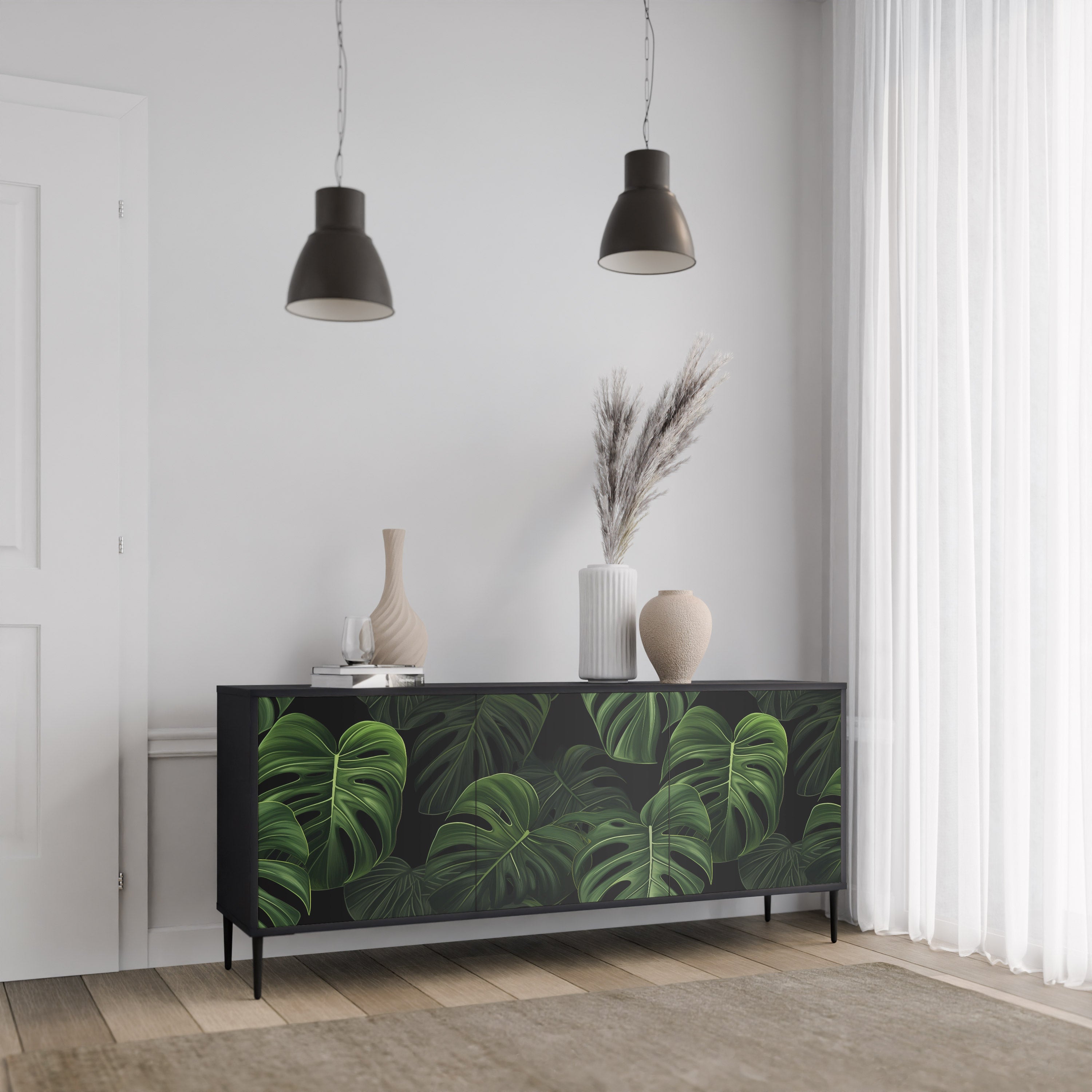 Buffet 3 portes INFINITE MONSTERA finition noire