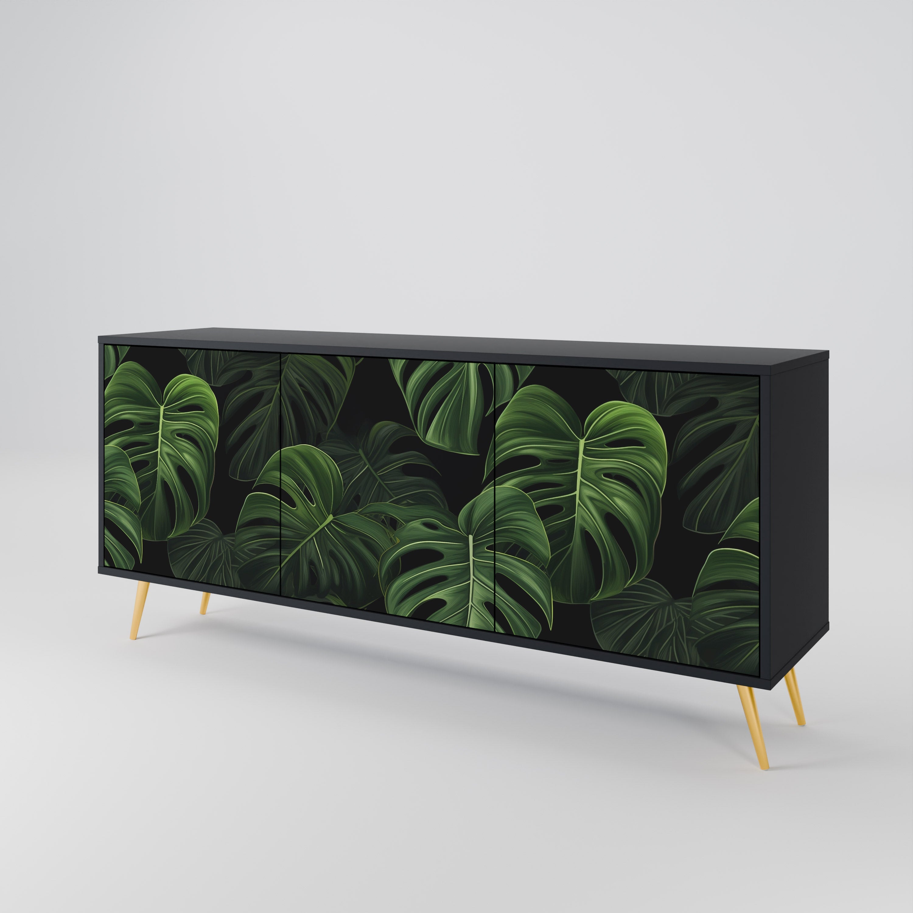 Buffet 3 portes INFINITE MONSTERA finition noire