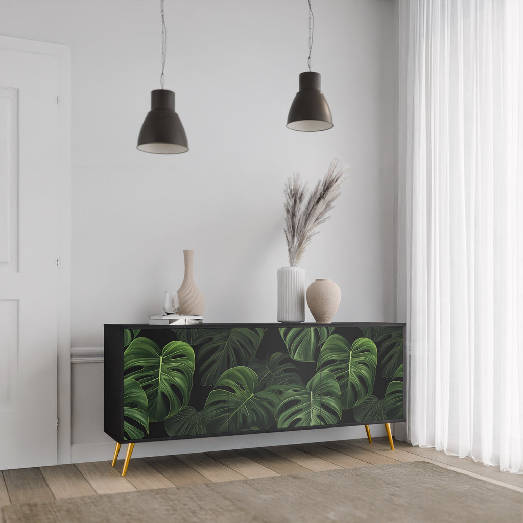 Buffet 3 portes INFINITE MONSTERA finition noire