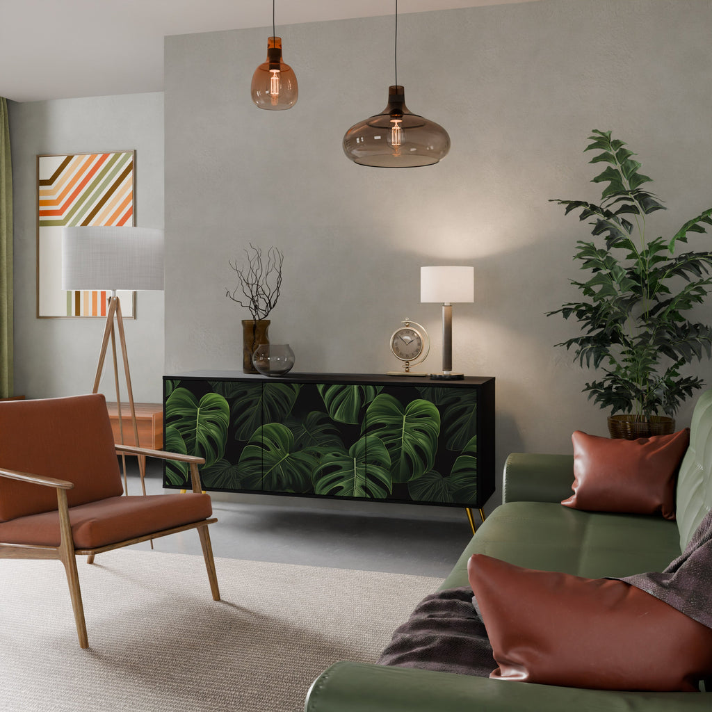 Buffet 3 portes INFINITE MONSTERA finition noire