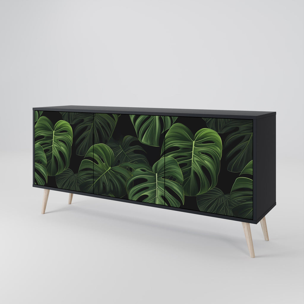 Buffet 3 portes INFINITE MONSTERA finition noire