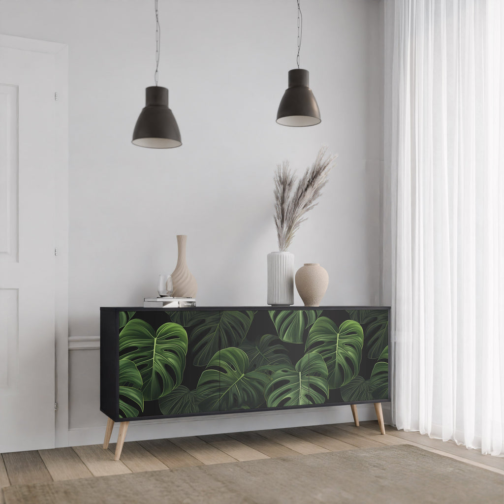 Buffet 3 portes INFINITE MONSTERA finition noire