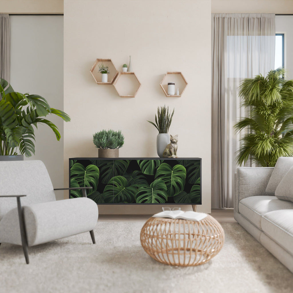 Buffet 3 portes INFINITE MONSTERA finition noire