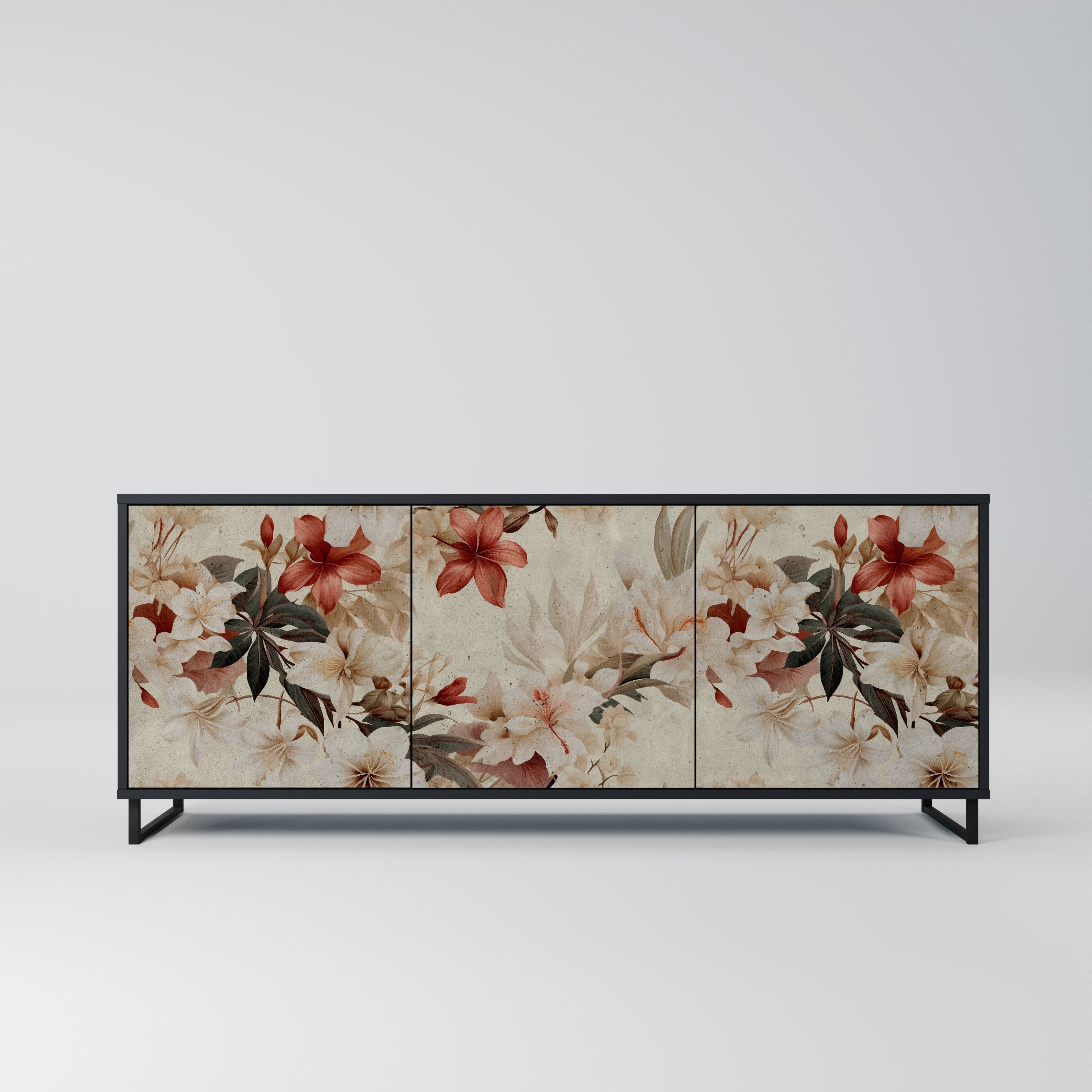 Buffet 3 portes PETAL HARMONY finition noire