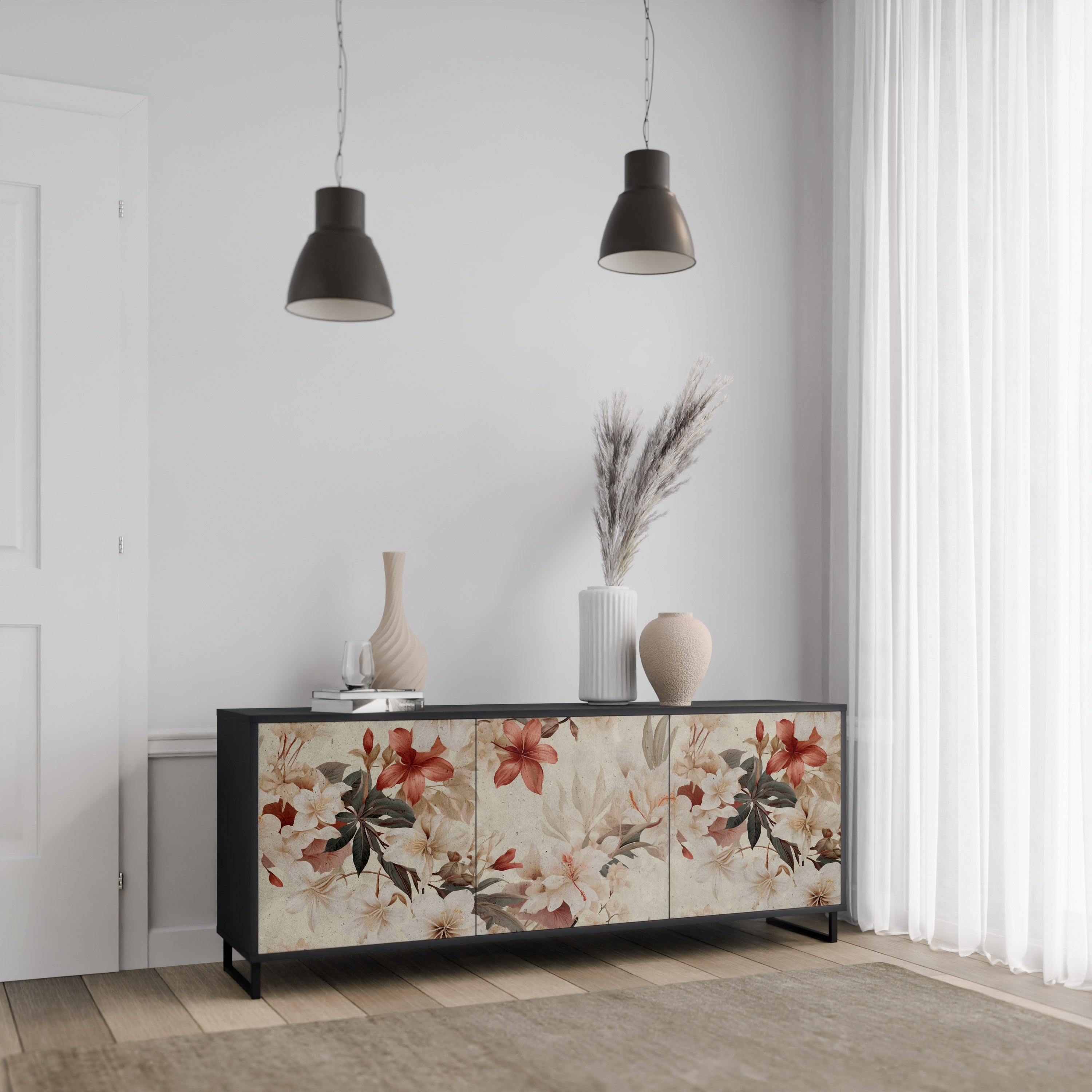 Buffet 3 portes PETAL HARMONY finition noire