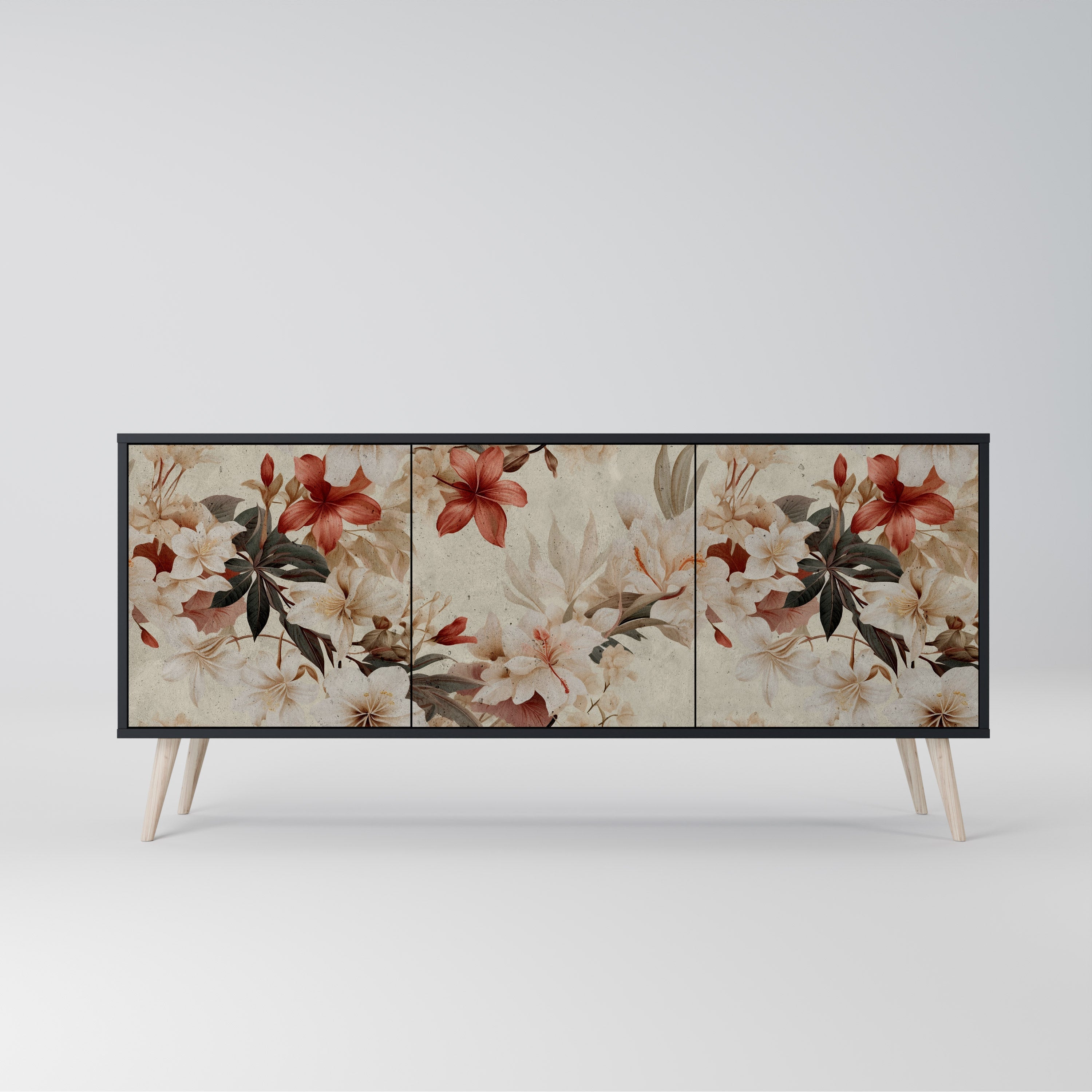 Buffet 3 portes PETAL HARMONY finition noire