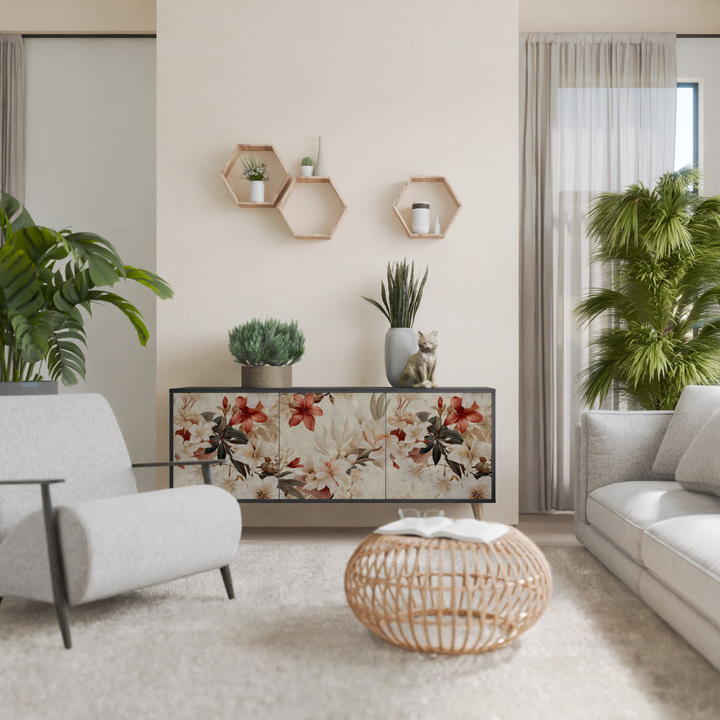 Buffet 3 portes PETAL HARMONY finition noire