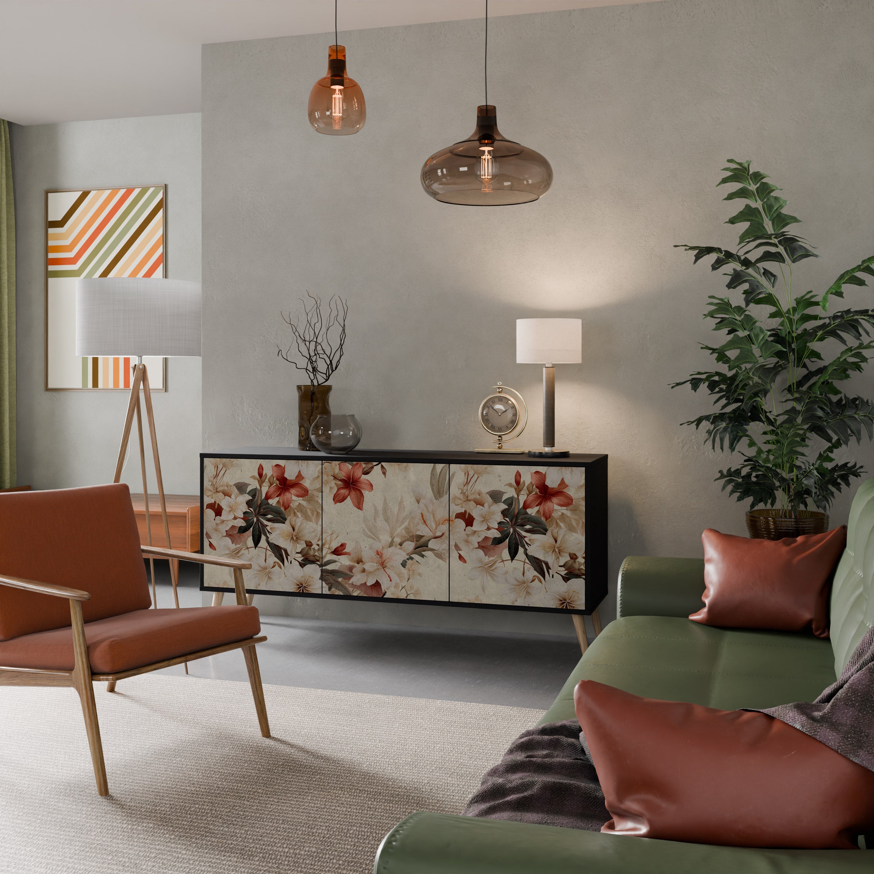 Buffet 3 portes PETAL HARMONY finition noire