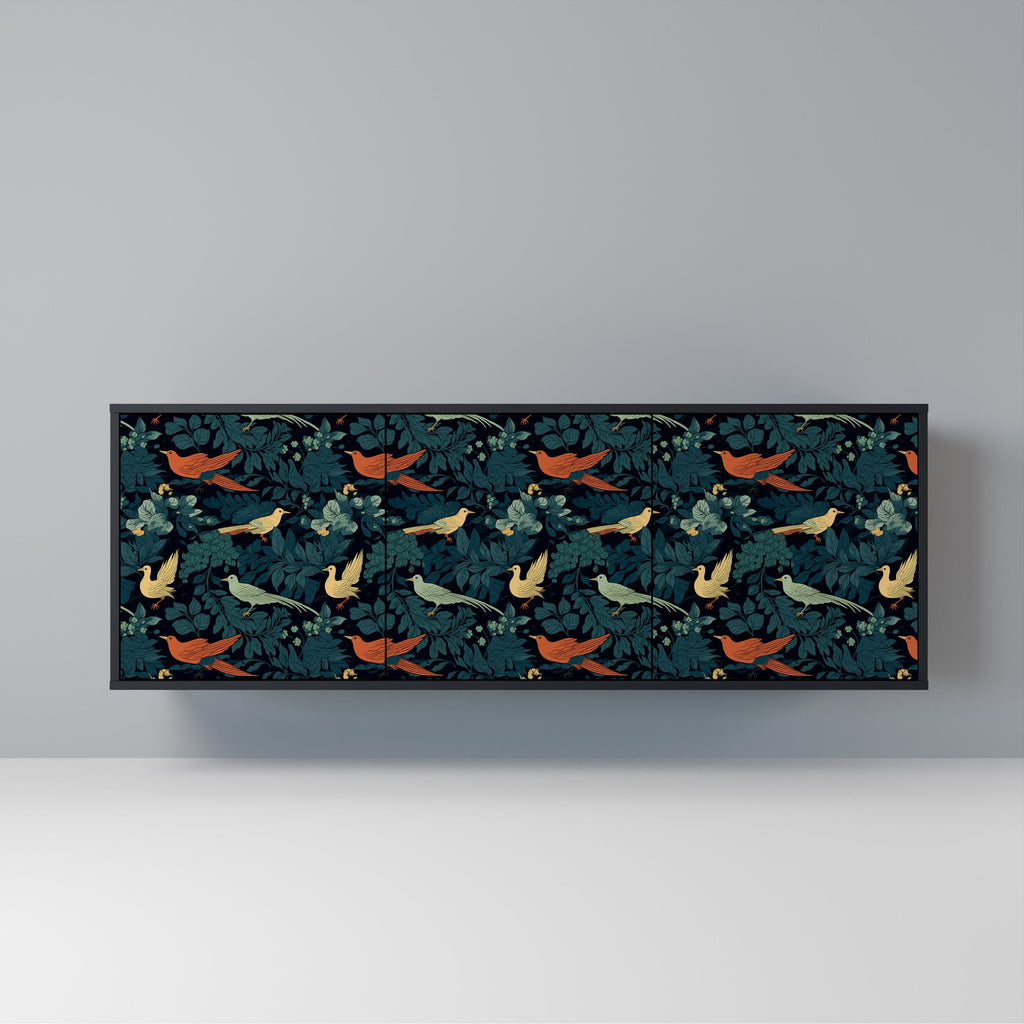 Buffet 3 portes FOWL ORNAMENT en finition noire