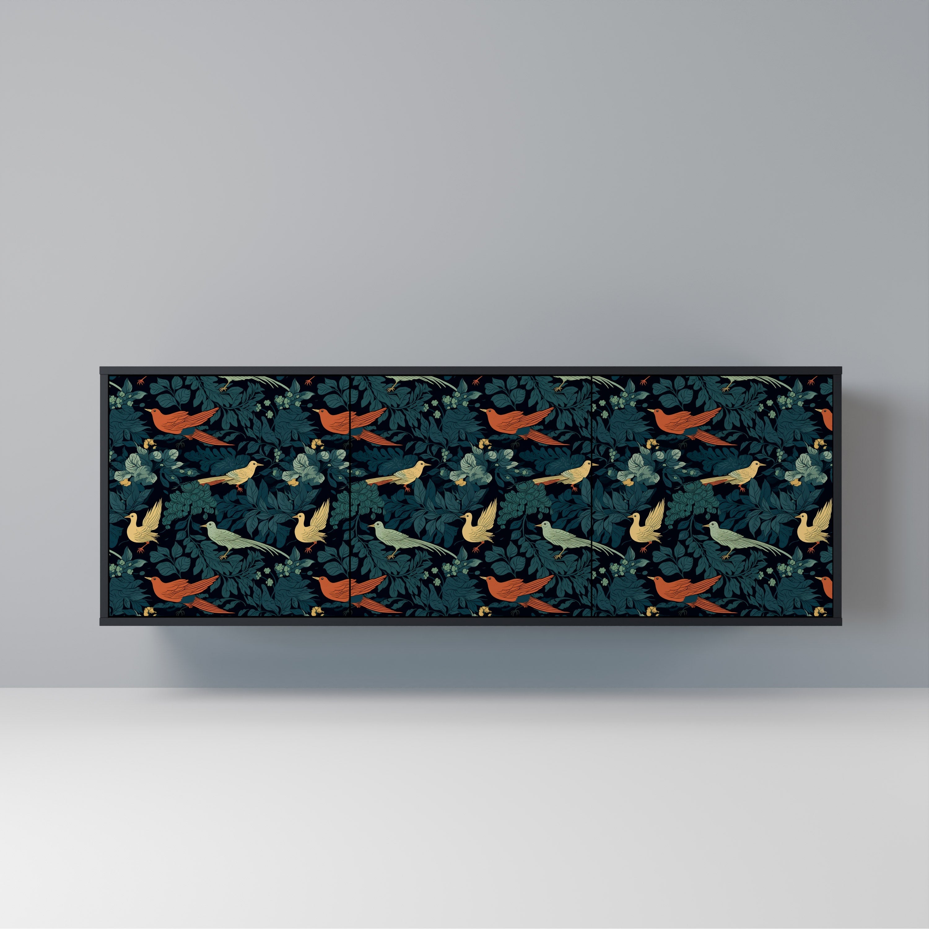 Buffet 3 portes FOWL ORNAMENT en finition noire