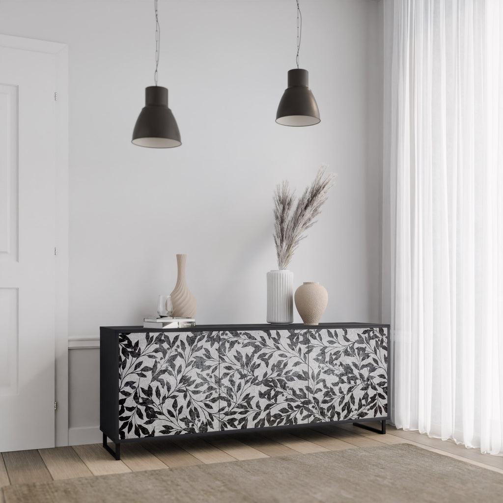 Buffet 3 portes CHARCOAL SPROUT en finition noire