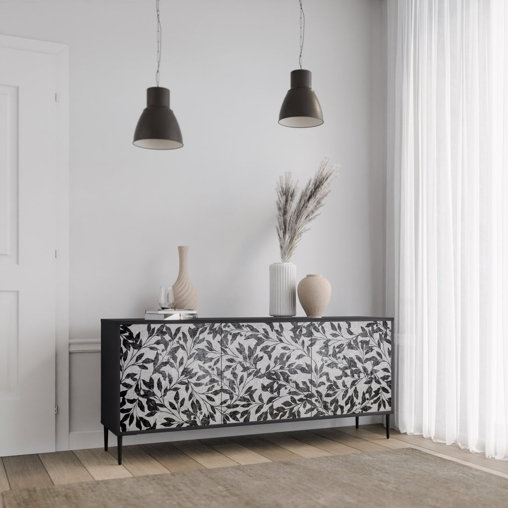 Buffet 3 portes CHARCOAL SPROUT en finition noire