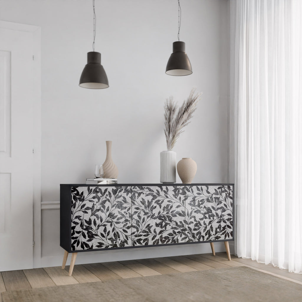 Buffet 3 portes CHARCOAL SPROUT en finition noire