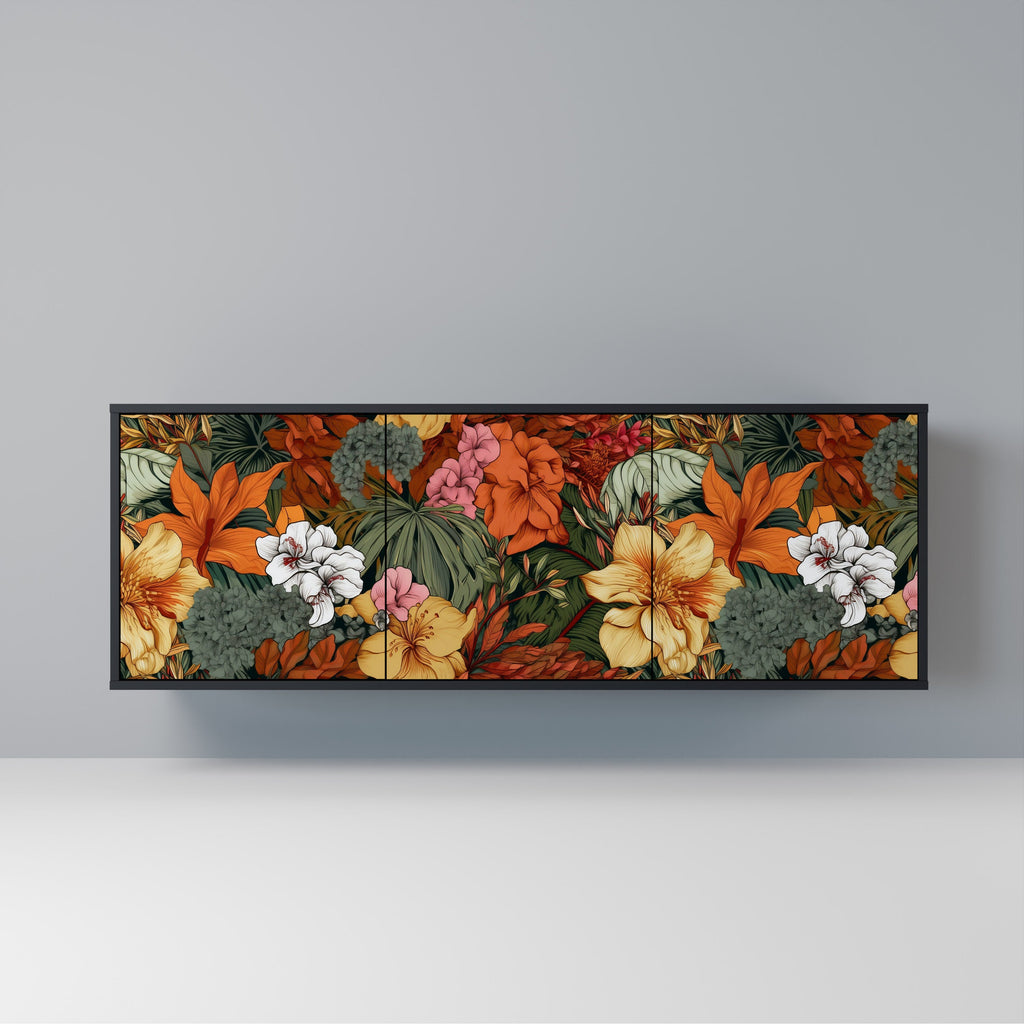 Buffet 3 portes RADIANT FLORA finition noire