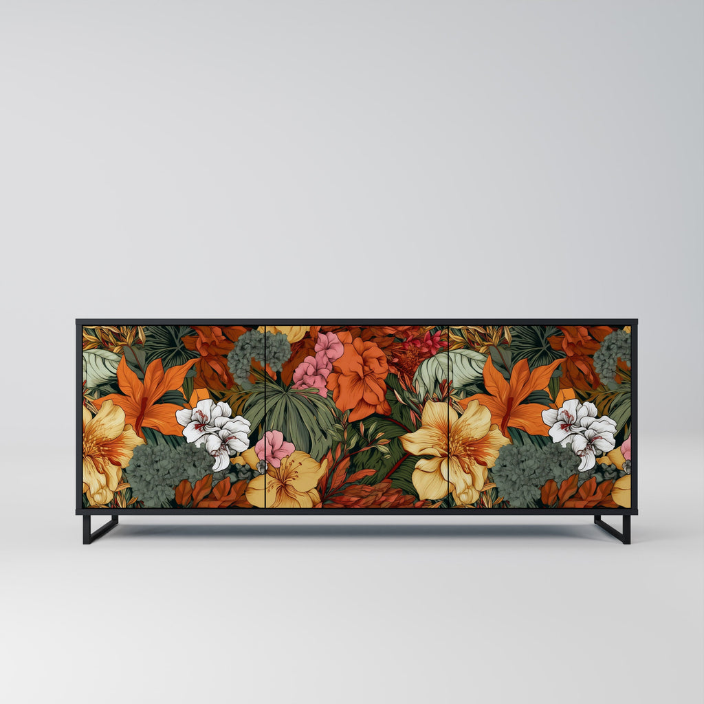 Buffet 3 portes RADIANT FLORA finition noire