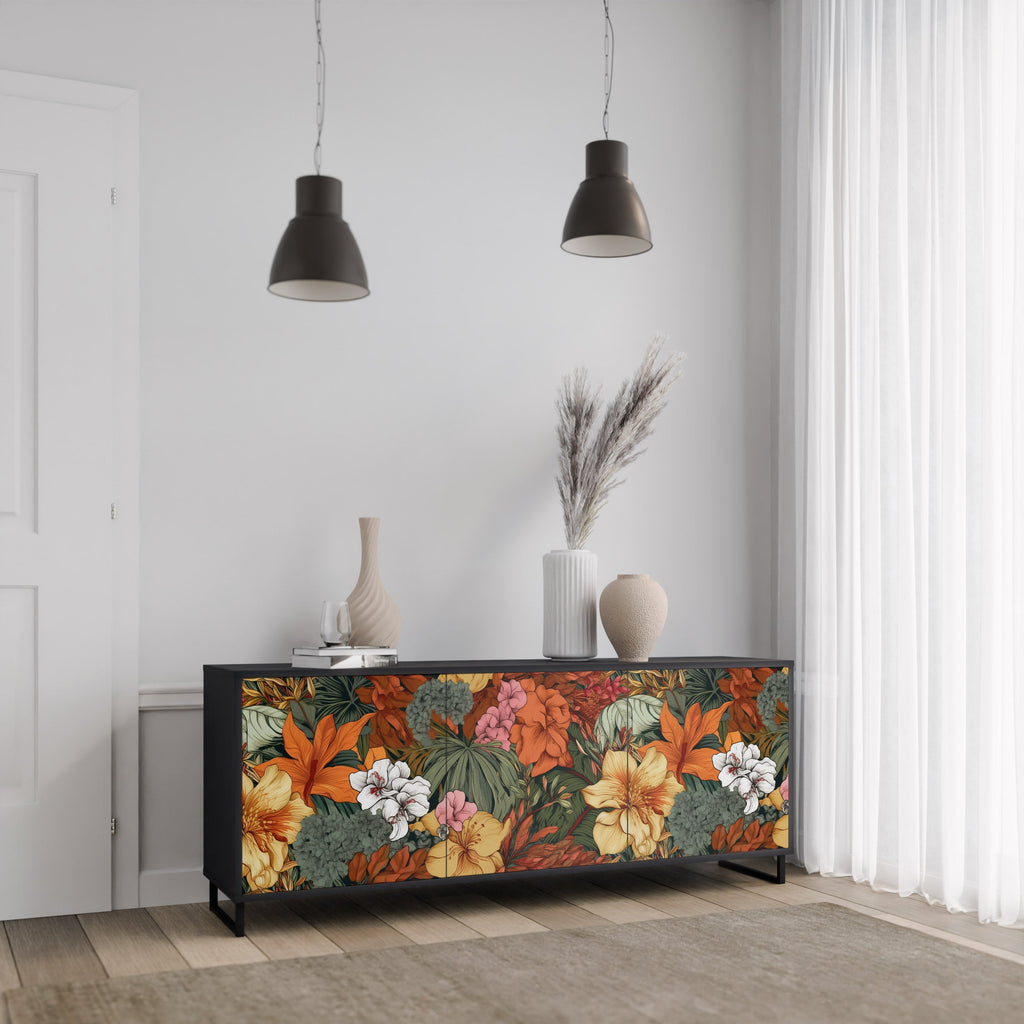 Buffet 3 portes RADIANT FLORA finition noire