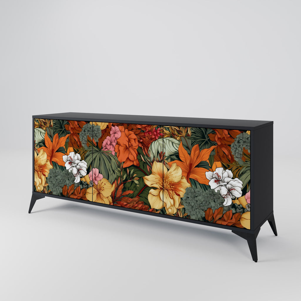 Buffet 3 portes RADIANT FLORA finition noire