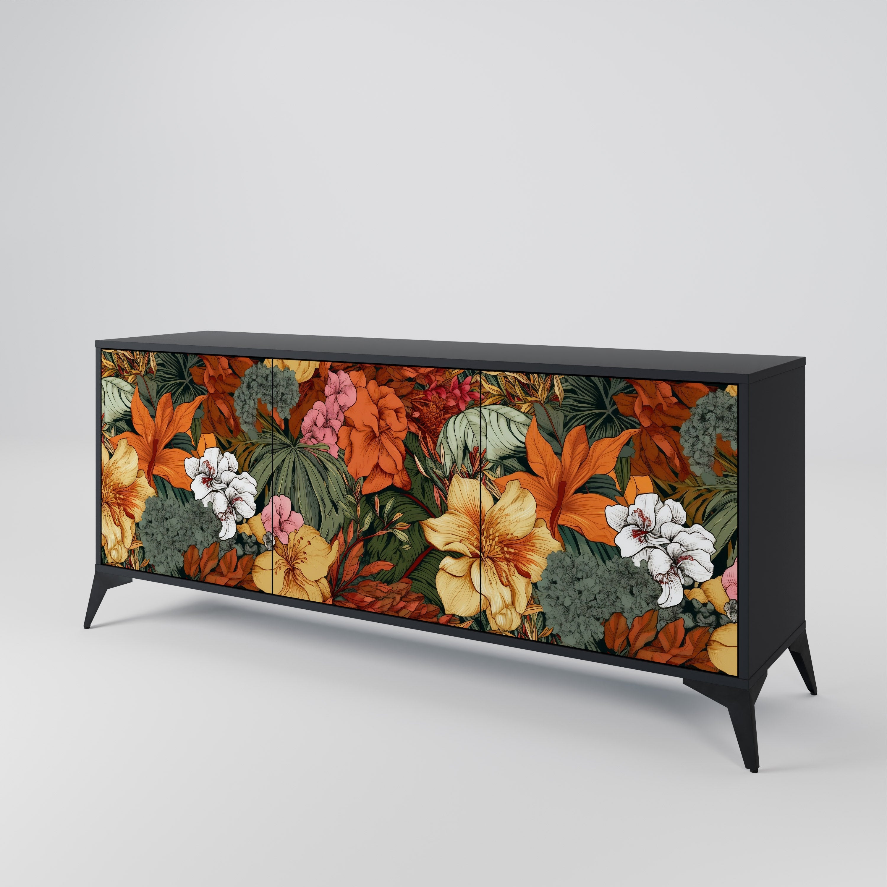 Buffet 3 portes RADIANT FLORA finition noire