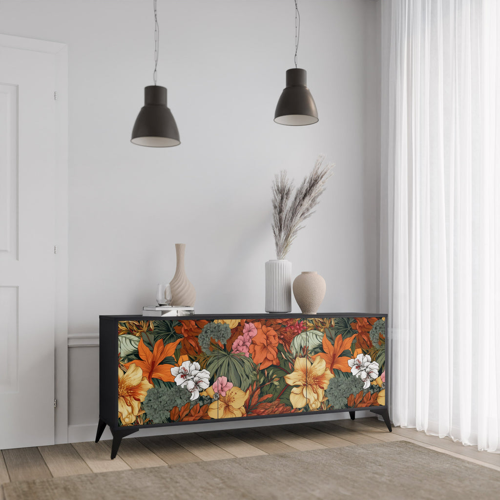 Buffet 3 portes RADIANT FLORA finition noire