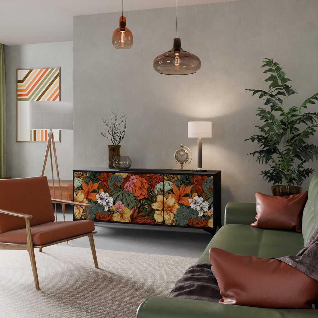 Buffet 3 portes RADIANT FLORA finition noire