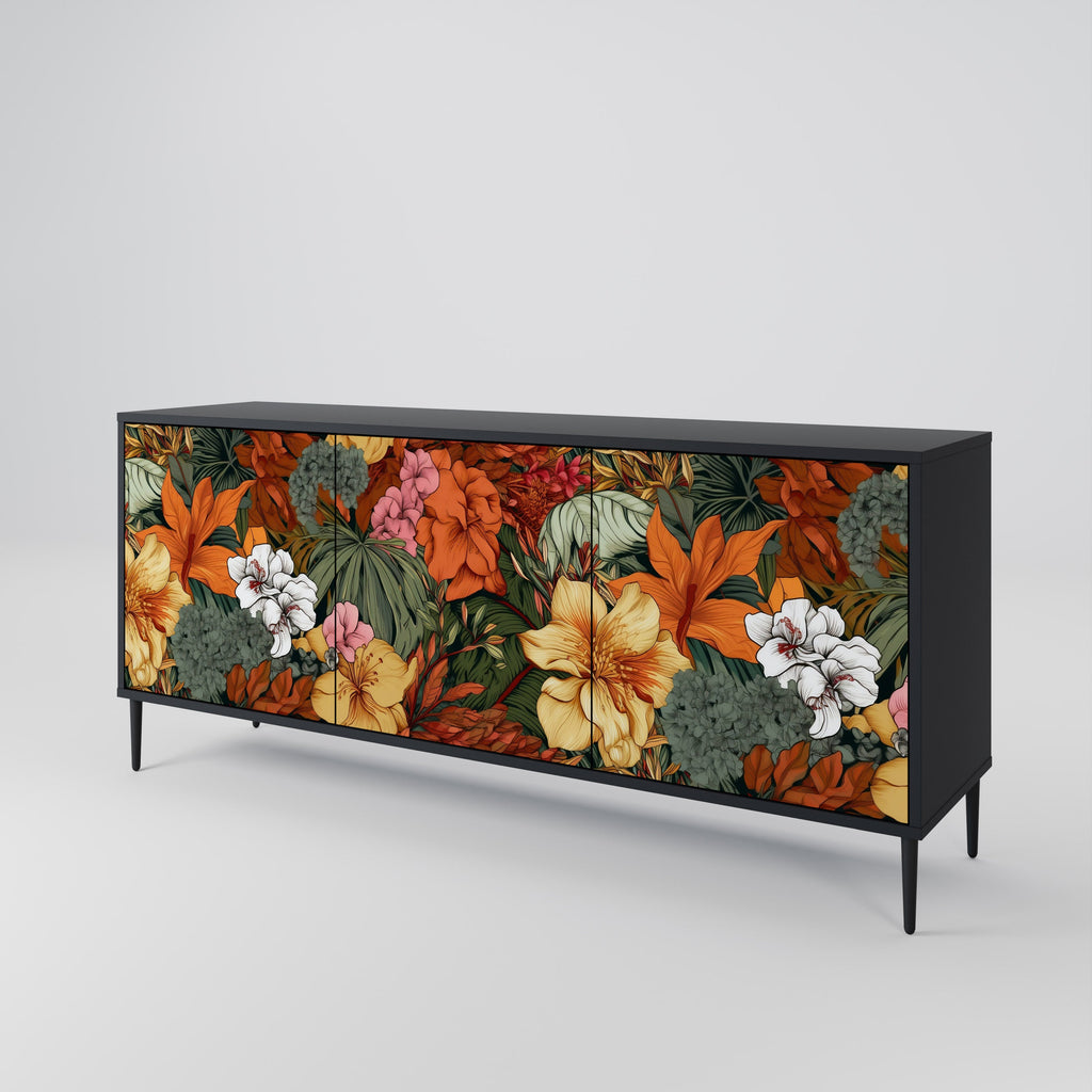 Buffet 3 portes RADIANT FLORA finition noire