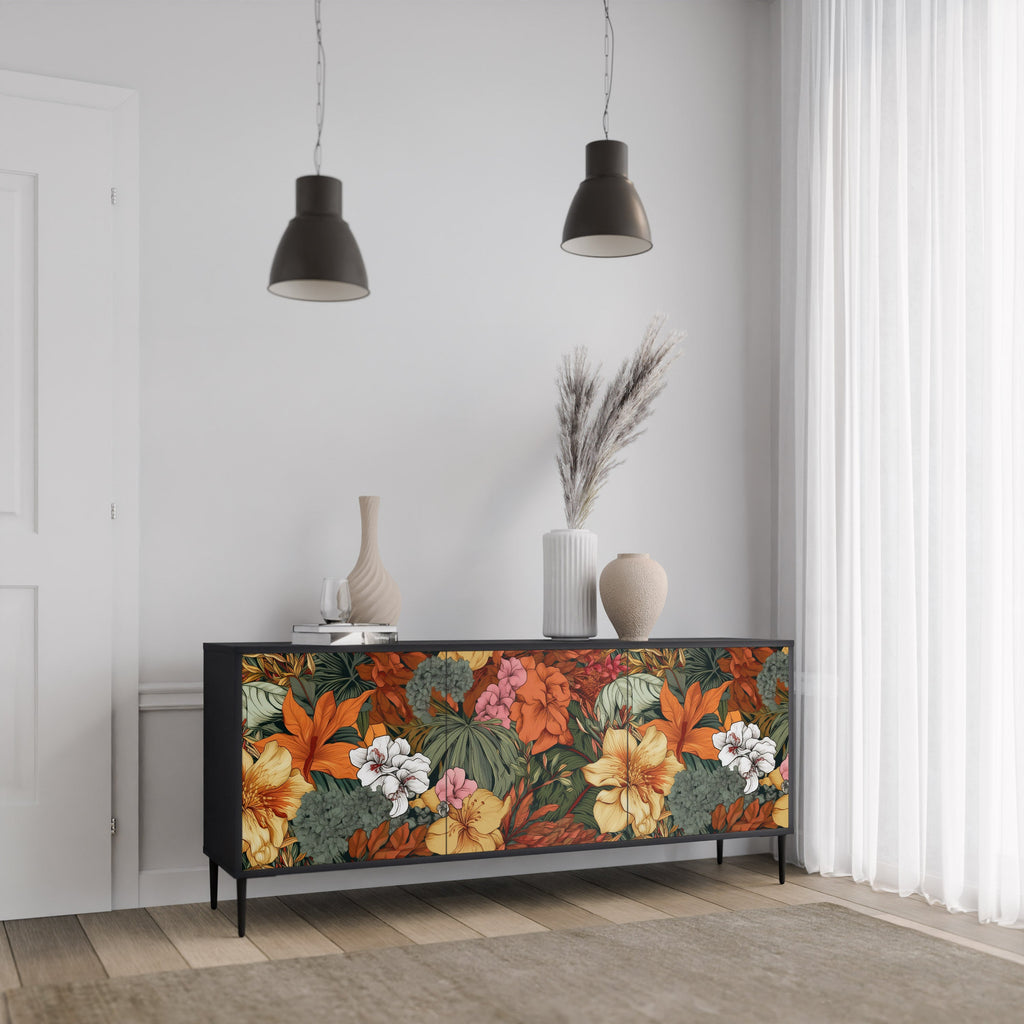 Buffet 3 portes RADIANT FLORA finition noire